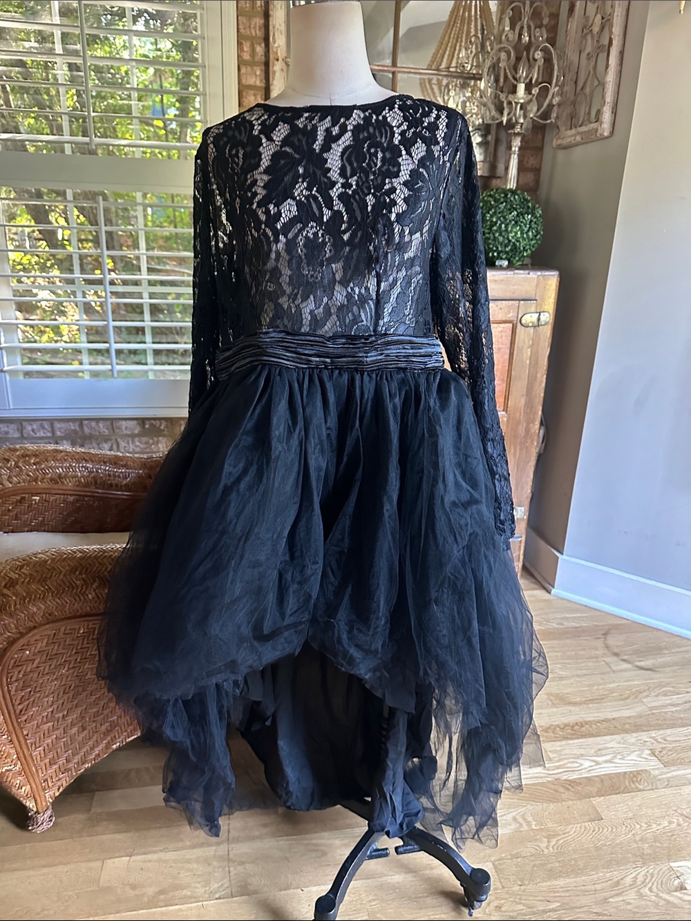 XPLUSWEAR BLACK TULLE LACE HI LOW DRESS HALLOWEEN COSTUME WITCH GOTHIC XL NEW